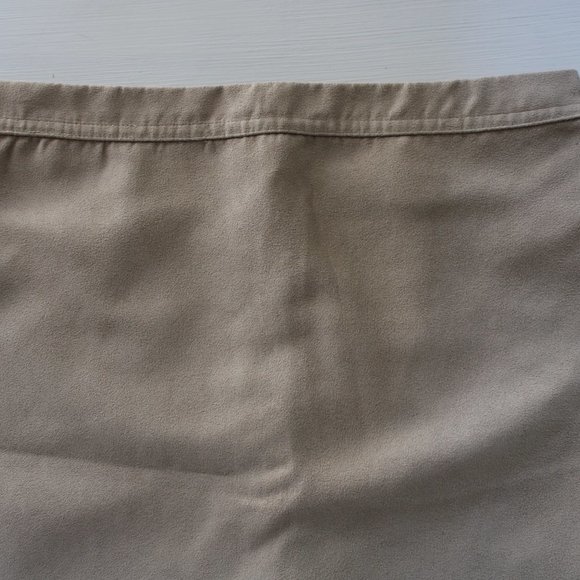 Tan Suede Mini Skirt with Laser Cut Lace Hem - Picture 3 of 7